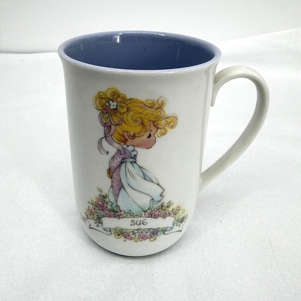 Precious Moments 'Sue' Personalized Mug Vintage Ceramic Blue White Gift Enesco